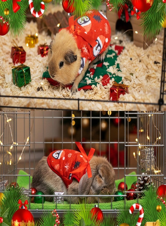 ORZECHKO Christmas Rabbit Costume, 2 Pack Red Cute Fleece Warm Holiday Small Animals Clothes Outfits Pet Vest T Shirt for Guinea Pig Bunny Ferret Kitten Puppy Chihuahua - Image 4